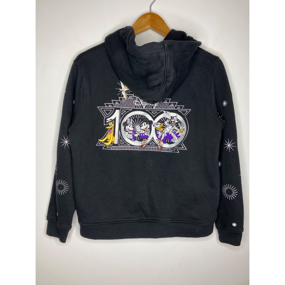 Disney 100 Mickey Mouse Embroidered Black Hoodie Sweatshirt Women’s Medium